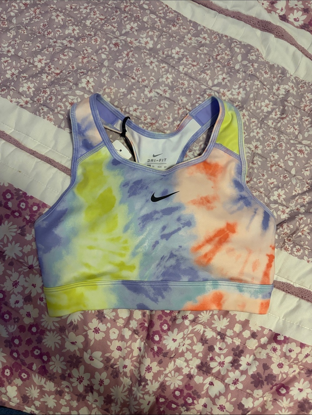 NWT Nike Tie-Dye Sports Bra in Purple, Lime, Orange, and Light Blue